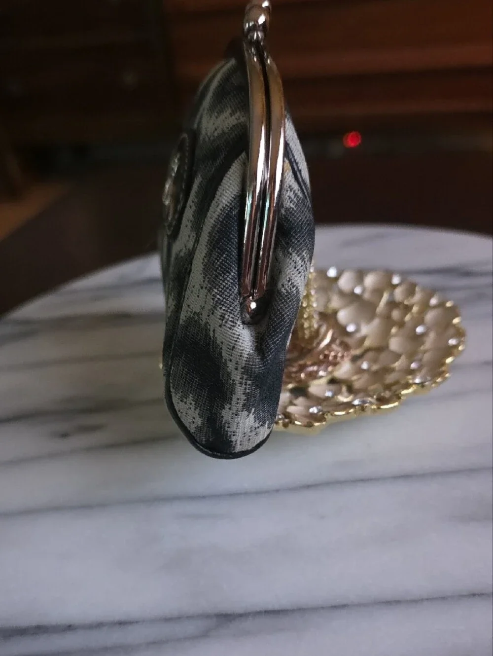 Vivienne Westwood Black and Gray Animal Print Kiss-Lock Coin Purse